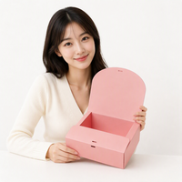Boîte cadeau pliable en carton rose avec logo personnalisé et fermeture à ruban, emballage vide pour bougies, savons, cadeaux de mariage, pâtisseries