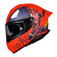 Casque intégral de moto, coque ABS, double visière, grande aile arrière, design Marvel Deadpool, certifié DOT 3C, pour les voyages et les trajets quotidiens, gris