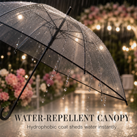 Parapluie de mariage transparent personnalisé avec logo, grand parapluie dôme en POE transparent, parapluies de pluie pour séances photo, événements, fêtes, vente en gros, REACH