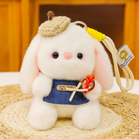 Porte-clés Lapin en Peluche Kawaii à Faible MOQ, Mini Poupée Lapin Moelleuse à Longues Oreilles, Breloque de Sac, Accessoire Léger, Jouet Lapin