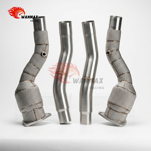 Tuyau d'échappement pour <span class=keywords><strong>Ferrari</strong></span> GTC4Lusso 6.3L V12 en acier inoxydable, tube avant de course avec bouclier thermique, performance accrue - Product Image 6