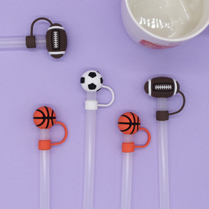 จุกหลอดดูดน้ำซิลิโคนแบบใช้แล้วทิ้งขนาด 10 มม. อุปกรณ์เสริมสำหรับบาร์ จำนวนมาก จุกหลอดดูดน้ำรูปทรงฟุตบอล 3 มิติ - Product Image 2