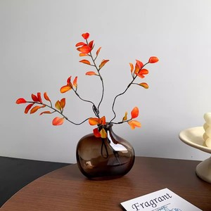 Branches d'érable artificielles, fleurs en soie rouge, décoration intérieure, style nordique, décoration de salon - Product Image 4