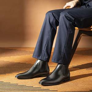Bottes Chelsea en cuir véritable pour homme, légères et respirantes, fabriquées à la main, design carré à la cheville, durables, en cuir de vachette pur, collection automne, style décontracté - Product Image 5