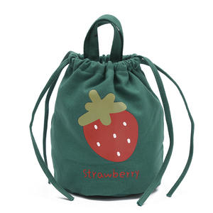 Fiambrera de lona de mano para colegiala, bolsa Bento, bonita bolsa de cubo con cordón, bolsa de lona para almacenamiento de aperitivos - Product Image 1