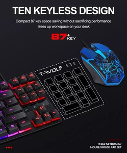 Bộ Bàn Phím Chuột TF260 Phát Quang 87 Bàn Phím Chơi Game Bàn Phím Chuột Pad Bộ Ba Mảnh - Product Image 5