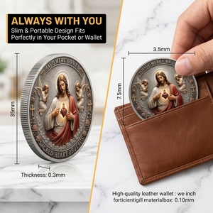 Monedas de recuerdo OEM: Moneda con diseño de la Sagrada Corazón de Jesús y esmalte rojo, moneda metálica con relieve de ángel para la fe y la <span class=keywords><strong>misericordia</strong></span>. - Product Image 3