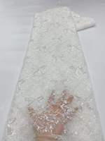 Tissu en dentelle brodée de sequins vert olive de luxe, maille florale pour robe de mariée, robe de soirée, stock disponible, livraison rapide