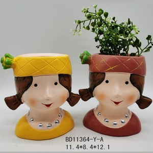 Maceta bonita para plantas, macetas <span class=keywords><strong>de</strong></span> cerámica, maceta en Forma <span class=keywords><strong>de</strong></span> cara con diseño <span class=keywords><strong>de</strong></span> muñeca para plantas suculentas en la mesa <span class=keywords><strong>de</strong></span> escritorio <span class=keywords><strong>de</strong></span> la sala <span class=keywords><strong>de</strong></span> estar o la decoración del hogar - Product Image 4