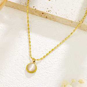 Collar de Acero Inoxidable para Mujer, con Zirconia, Luna, Números Romanos, Corazón y Concha, en Oro de 18K y Titanio - Product Image 4