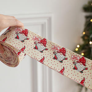 Écologique 6.3cm Ruban De Noël Dessin Animé Père Noël Toile De Jute Ruban <span class=keywords><strong>Arbre</strong></span> De Noël Guirlande Cadeau Boîte Noeud Papillon Décoration - Product Image 3