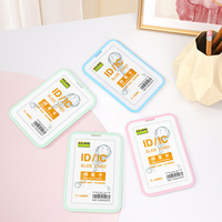 Porte-badge d'identification coulissant Badge d'identification en plastique lourd avec fenêtres transparentes Porte-carte à clé verticale Pochette de protection pour l'école de bureau