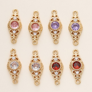 <b>Copper</b> Gold Plated Zircon Navette Connector Pendant For <b>Bracelet</b> Making DIY Jewelry Accessories - Product Image 5