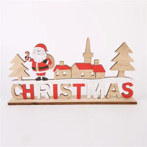 Tafelhout Handwerk Kerst Houten Brief Decoratie Pinguïn Sneeuwman Santa Claus Hert Kerstversieringen