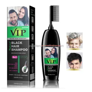 Sampo Pewarna Rambut Hitam Organik Permanen Sihir Rambut Pribadi Mudah Salon VIP dengan Sisir untuk Pria Jumlah Besar
