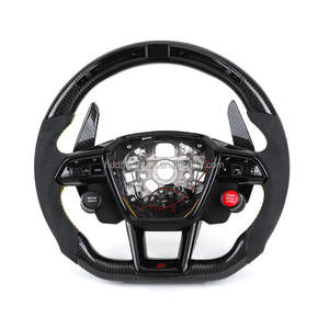 Avec bouton de démarrage <span class=keywords><strong>Volant</strong></span> LED en fibre de carbone Alcantara pour Audi RS A4 A5 A6 A7 S3 S4 S5 B9 B9.5 RS3 RS4 RS5 <span class=keywords><strong>RS6</strong></span> RS7 C7 C8 - Product Image 1