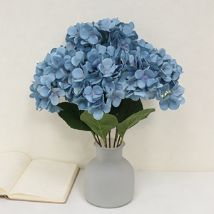 卸売 5頭アジサイ造花 96枚の花びら リアルなフェイクブーケ 色褪せないフラワーデコレーション 結婚式パーティー用 - Product Image 5