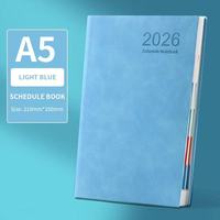 Libro de notas anual de cuero PU 2026 duradero de alta calidad superventas A5 oficina de negocios planificador diario semanal mensual para suministro
