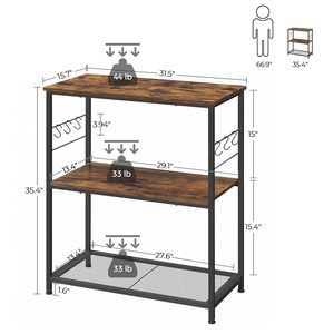 Chariot de bar moderne SENYU à 3 niveaux en bois avec structure métallique et rangement pour verrerie - Product Image 3