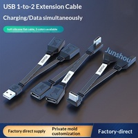 Câble USB 2-en-1 (USB-A Mâle/Femelle) Plat à Angle Droit USB 2.0, Prise en Charge du Transfert de Données et Adaptateur de Charge Rapide 65W