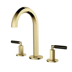 Rose Gold Dual Handle 3 Hole Bathroom Basin Mixer for Bathroom