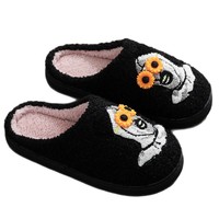 Chaussons en peluche brodés Clown d'horreur pour Halloween et Noël, antidérapants, chauds et confortables pour hommes et femmes