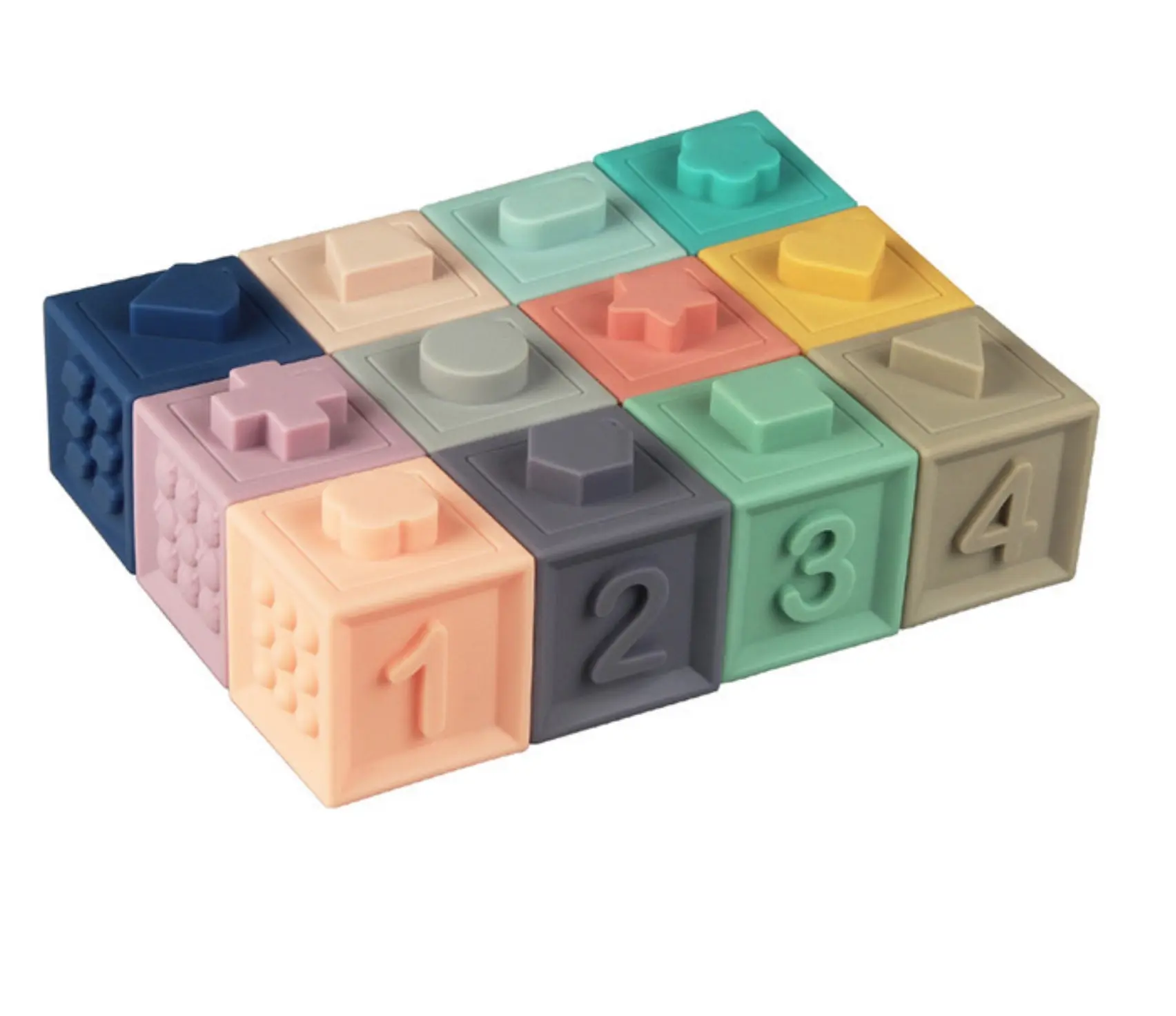 BPA Free facile da pulire Soft Stacking Play Block Squeezable Educational Building Block Bricks For Baby