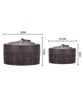 <span class=keywords><strong>Ceniceros</strong></span> de <span class=keywords><strong>arcilla</strong></span> púrpura con relieve estilo chino MSH con tapa anticasco de ceniza para hotel/oficina - Product Image 2