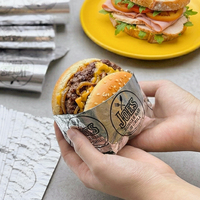 Papier d'emballage en aluminium écologique, imperméable et résistant à la graisse, en pâte de bois, jetable, pour hamburgers, en-cas, pain, biscuits