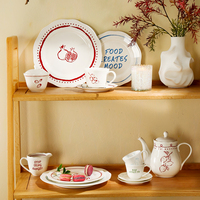 LovingHome Op Maat Gemaakte Fruit Chat Collectie Wegwerp Keramische Porseleinen Soepkommen Set voor Restaurant en Thuisgebruik, Vaatwasmachinebestendig