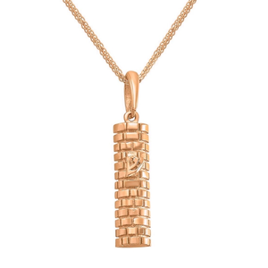 Collar de Joyería Hebrea del <span class=keywords><strong>Muro</strong></span> <span class=keywords><strong>Occidental</strong></span> al por Mayor, Acero Inoxidable 316L, Chapado en Oro de 18k, Mezuzá Jerusalén, Texturizado, Israel - Product Image 3