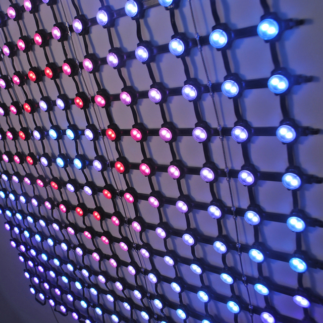 P55 Outdoor Decoration Flexible Mesh Curtain Light Roll LED Display Screen IP67 Rated 5000K Daylight 2-Year Warranty
