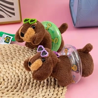 Porte-clés en peluche chien saucisse de dessin animé mignon de 15 cm, pendentif de sac, mini cadeau de Noël