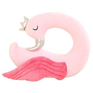 M722 <strong>Lovely</strong> Lightweight Short Plush Pink Swan Neck <strong>Pillow</strong> <strong>U</strong> Shape Headrest for Travel Portable 3D Animal Plush Swan Neck <strong>Pillow</strong> - Product Image 1