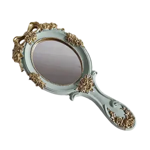 Ретро Дворцовое ручное зеркало для макияжа Европейское барокко ручка карманное зеркало макет сцены реквизит для фото