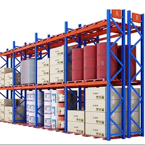 Warehouse heavy duty shelving chemical oil drums barrel stacking rack pallet placement oil drums storage rack