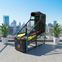 Machine d'arcade de basket-ball en métal, à monnayeur, jeu de sport d'intérieur, effets lumineux LED, basket-ball à écran partagé