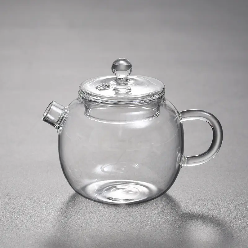 Tetera de té de vidrio de borosilicato, juegos de café y té de campo, mango de plástico personalizado, 150ml