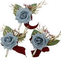 Boutonniere dan Corsage Bunga Mawar Buatan untuk Aksesoris Pernikahan, Acara Bisnis, dan Upacara Pembukaan