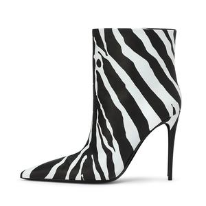 Bottines <span class=keywords><strong>tendance</strong></span> à talons aiguilles zébrés, bout pointu, design personnalisé, talons hauts, en cuir PU, pour <span class=keywords><strong>femme</strong></span>, <span class=keywords><strong>hiver</strong></span> <span class=keywords><strong>2022</strong></span> - Product Image 2