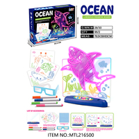 Ensemble de jouets éducatifs pour enfants avec lumières LED 3D en plastique, motifs animaux, planche à dessin DIY