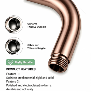 Brazo <span class=keywords><strong>de</strong></span> Ducha <span class=keywords><strong>de</strong></span> 6 Pulgadas <span class=keywords><strong>en</strong></span> Oro Rosa Cepillado, Ecológico, <span class=keywords><strong>de</strong></span> Alta Presión y Ahorro <span class=keywords><strong>de</strong></span> <span class=keywords><strong>Agua</strong></span>, con Salida Única, Montaje Moderno <span class=keywords><strong>en</strong></span> Pared para Cabezal <span class=keywords><strong>de</strong></span> Ducha - Product Image 6