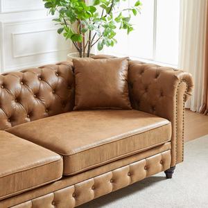 Ensemble de canapés Chesterfield capitonnés American Vintage 1-3 places en tissu velours pour appartement, villa, hôtel, salon - Product Image 5