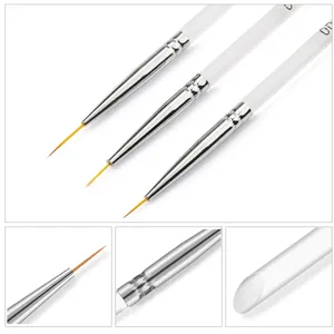 3Pcs/Set Kolinsky Gel Nail Art Line Painting <b>Brushes</b> Crystal Acrylic Thin Liner Drawing Pen Nail Art Manicure Tools Set - Product Image 3