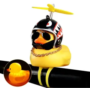 Wholesale Yellow Duck Car Ornaments Bike Gadgets with Propeller Helmet Cute Rubber Duck Toy