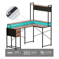 Bureau d'ordinateur en bois durable en forme de L, réversible, grand espace, avec étagère, table de jeu pour salon – Prix usine