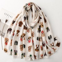 Meilleures ventes : Grand foulard et écharpes en coton doux pour femmes, châles de plage, foulards en coton imprimés motif animal chien, tendance