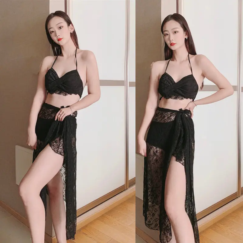 Новый купальник женский раздельный бикини сексуальный костюм-тройка в Корейском стиле сексуальный купальник для женщин