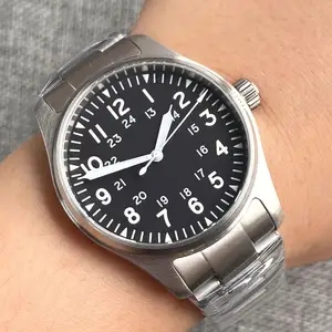 Tandorio 39mm NH35A PT5000 Pilot 200M Automatic Diving Men's Watch Luminous Sapphire Glass Mechanical Watch Reloj Hombre