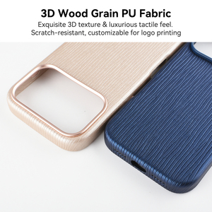 Funda de teléfono personalizable de cuero PU con relieve 3D efecto madera, antideslizante, a prueba de golpes, compatible con iPhone 15 a 18 - Product Image 4
